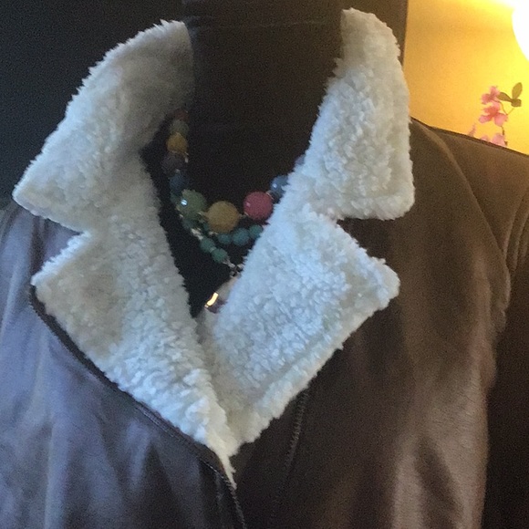 🍁NWT TORRID 3X(22-24) SHERPA LINED COGNAC BOMBER JACKET - Picture 5 of 14